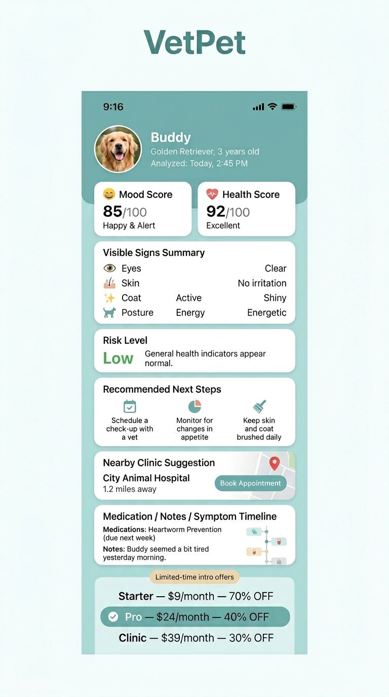 VetPet onboarding report screen