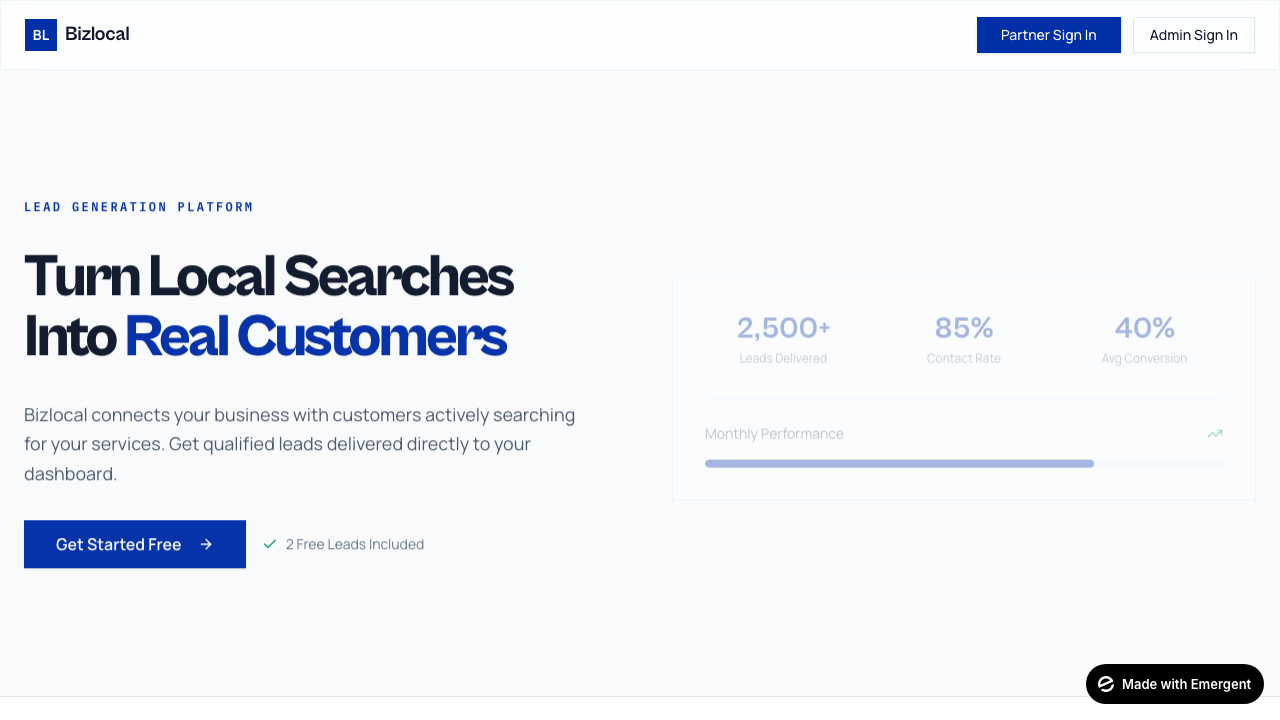BizLocal partners dashboard screenshot
